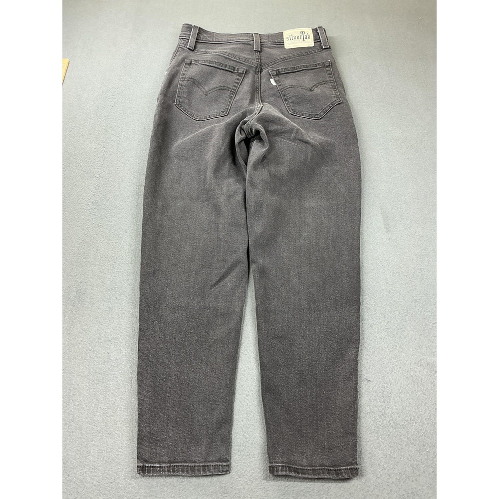 Levi's SilverTab Mom Jeans Womens 27 Gray Charcoal Wash High‎ Rise Relaxed Denim